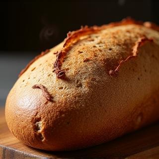 Freshly baked whole grain bread loaf